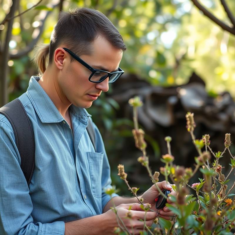 A researcher studying native Australian flora in a protected conservation area.