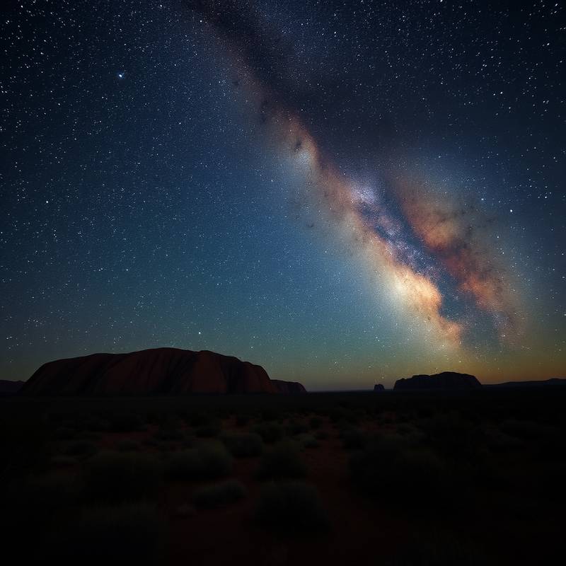 A stunning view of the Milky Way over the Australian outback, showcasing the wonders of astronomy in a remote setting.