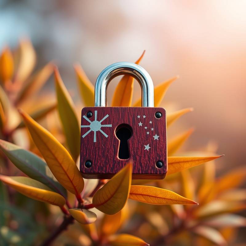 A stylized image showing a lock symbolizing data protection, surrounded by leaves representing the Australian outback.